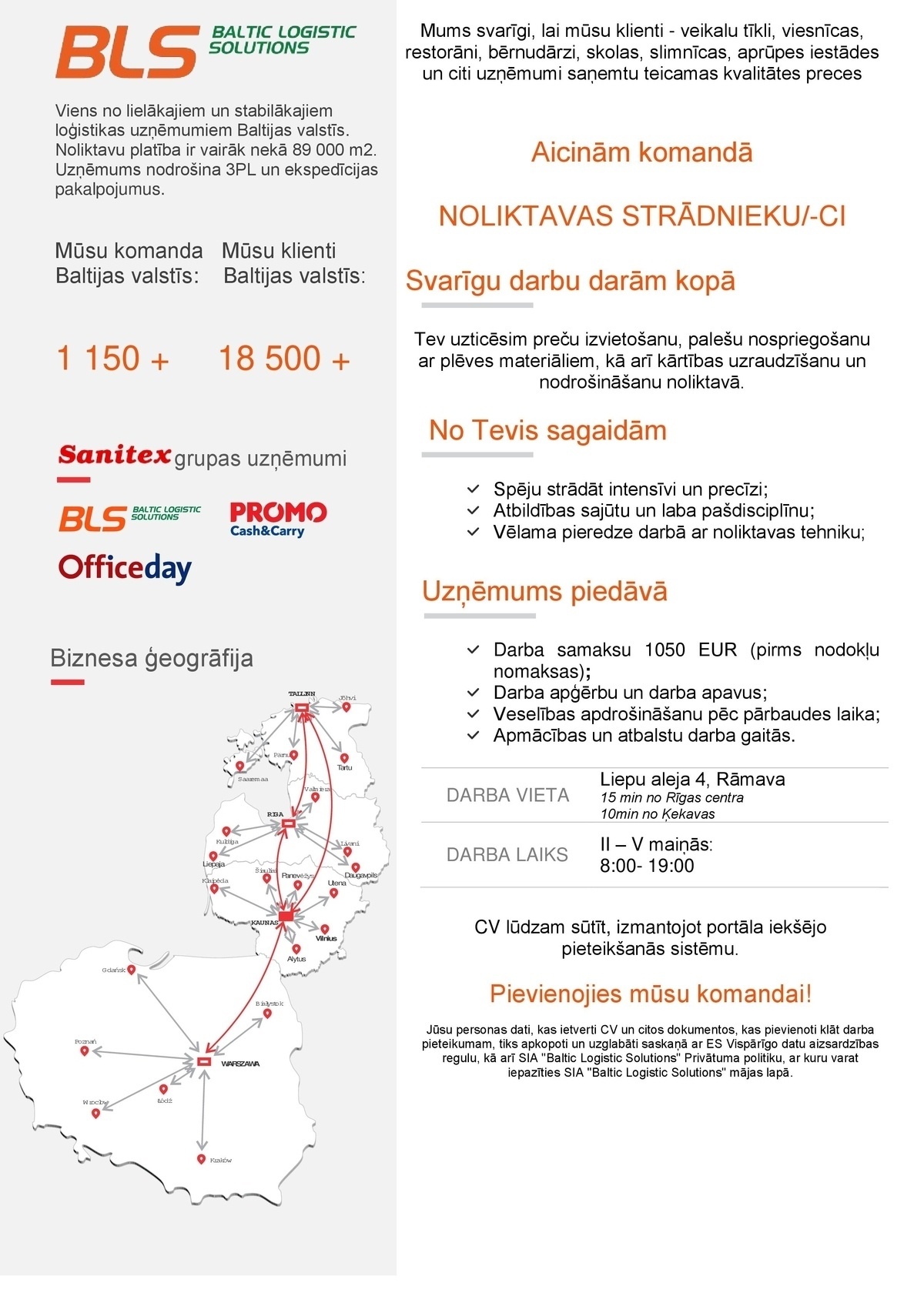 Baltic Logistic Solutions, SIA Noliktavas strādnieks/-ce