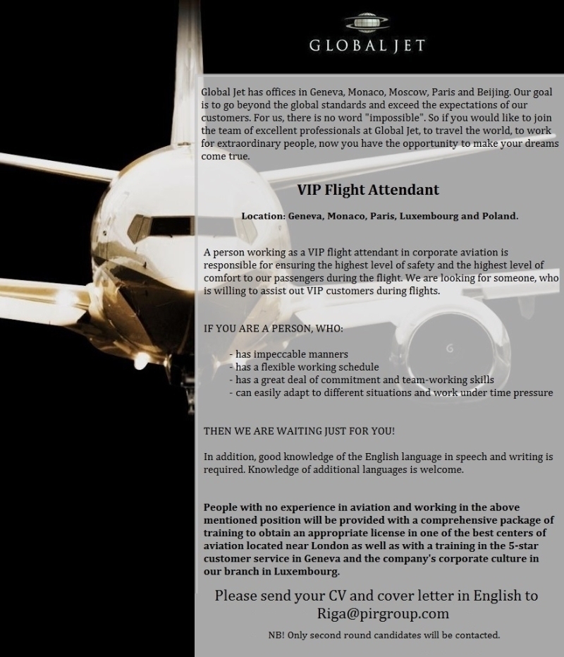 Global Jet Concept VIP Flight Attendant