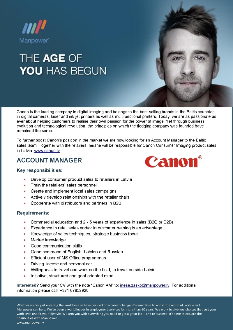 CVMarket.lv klients CANON Account Manager