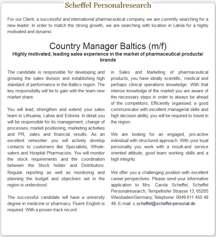 Scheffel Personalresearch Country Manager Baltics (m/f)