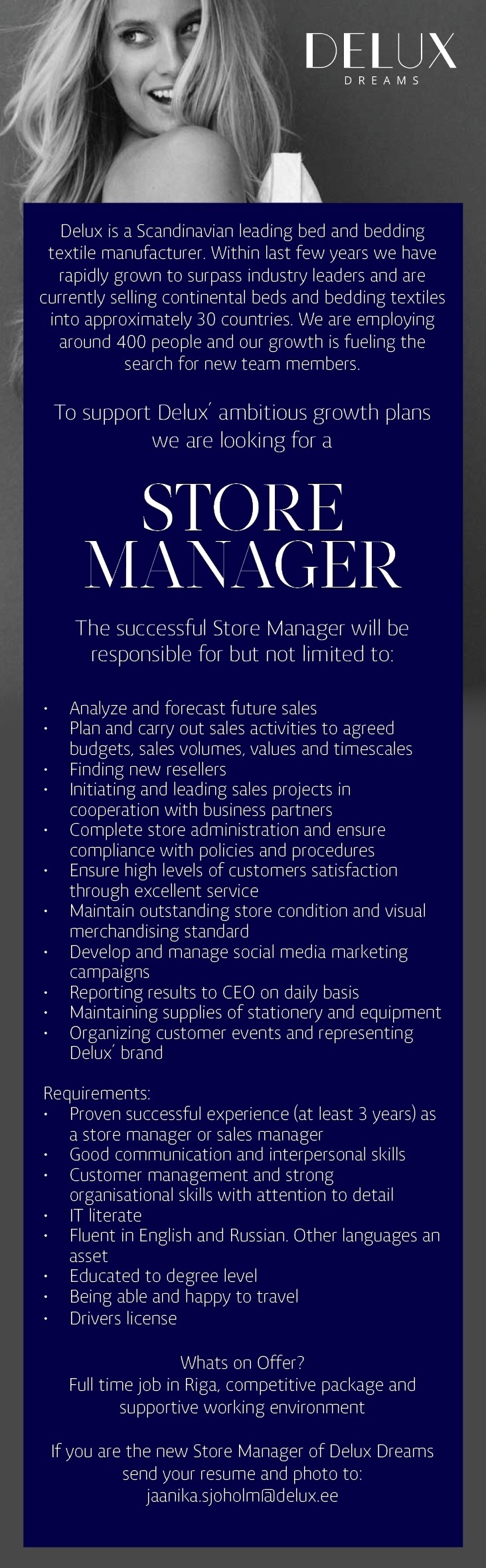 DELUX OÜ Store Manager