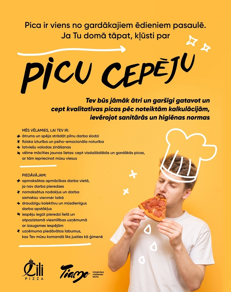 TIAMO GRUPA, SIA Picas cepējs/-a "Čili pizza" picērijā Rīgā (TC "AKROPOLE")