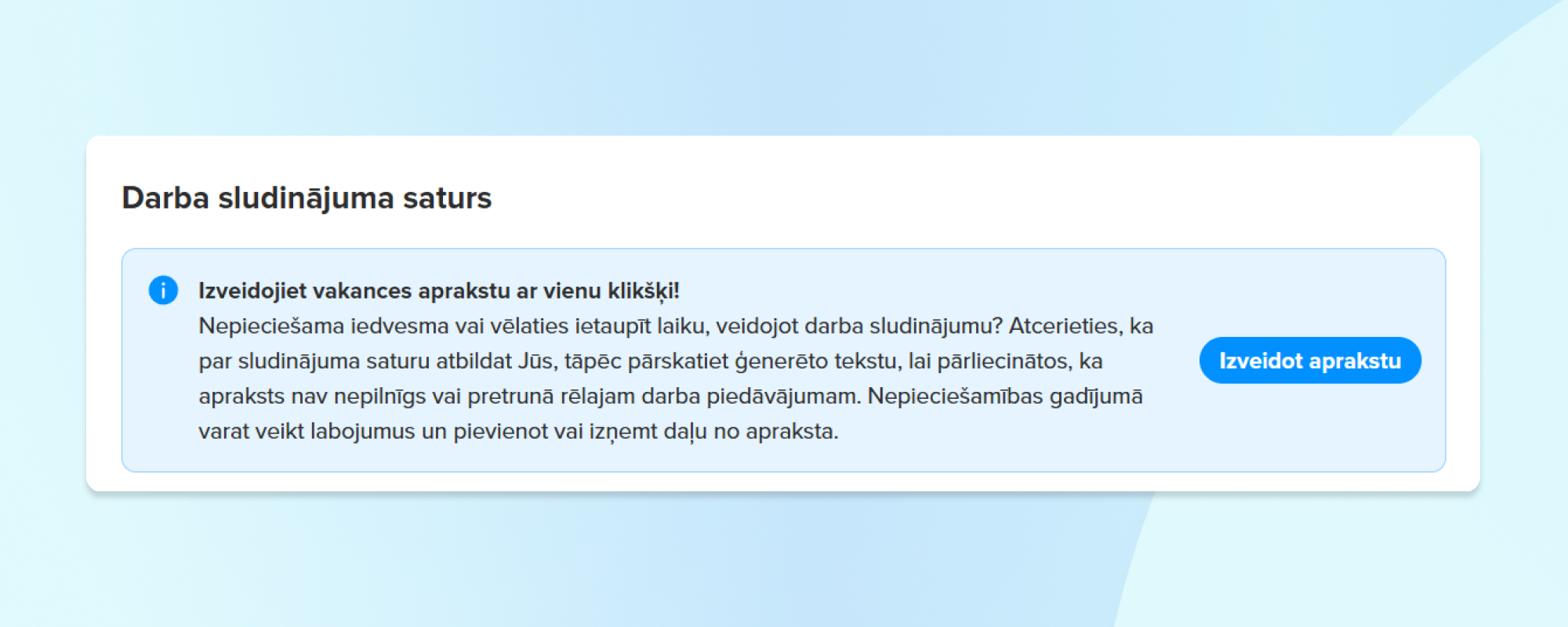 Create job ad text with AI
