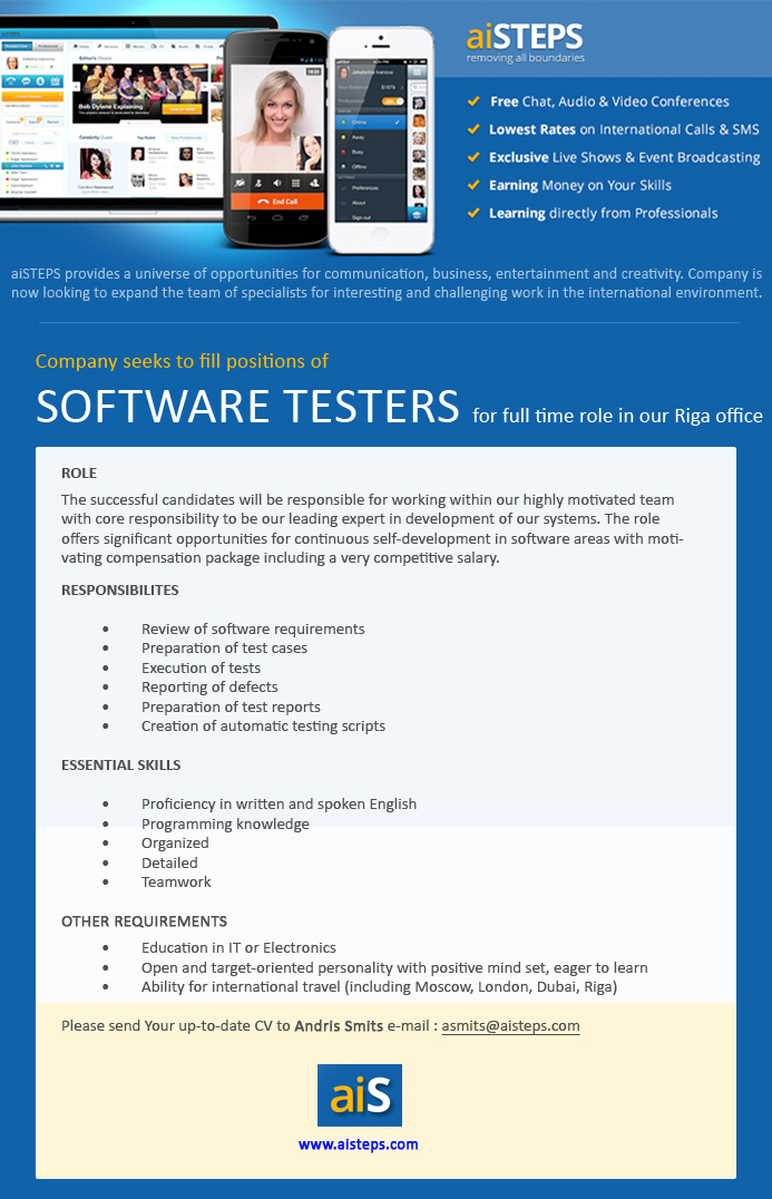 aiSTEPS Software Testers