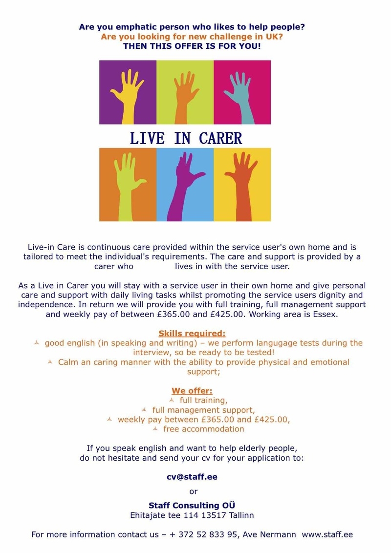 Staff Consulting OÜ LIVE IN CARER