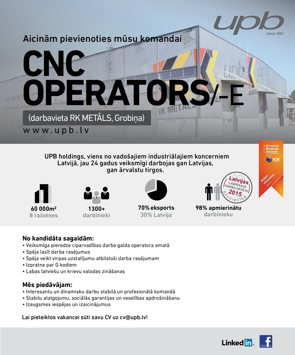 UPB, AS CNC OPERATORS/-E
