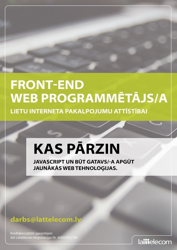 Lattelecom, SIA FRONT-END WEB Programmētājs/-a