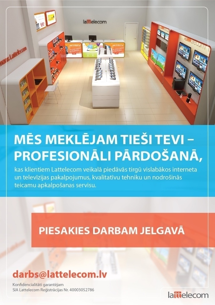 Lattelecom, SIA Klientu konsultants/-e - pārdevējs/-a Jelgavā