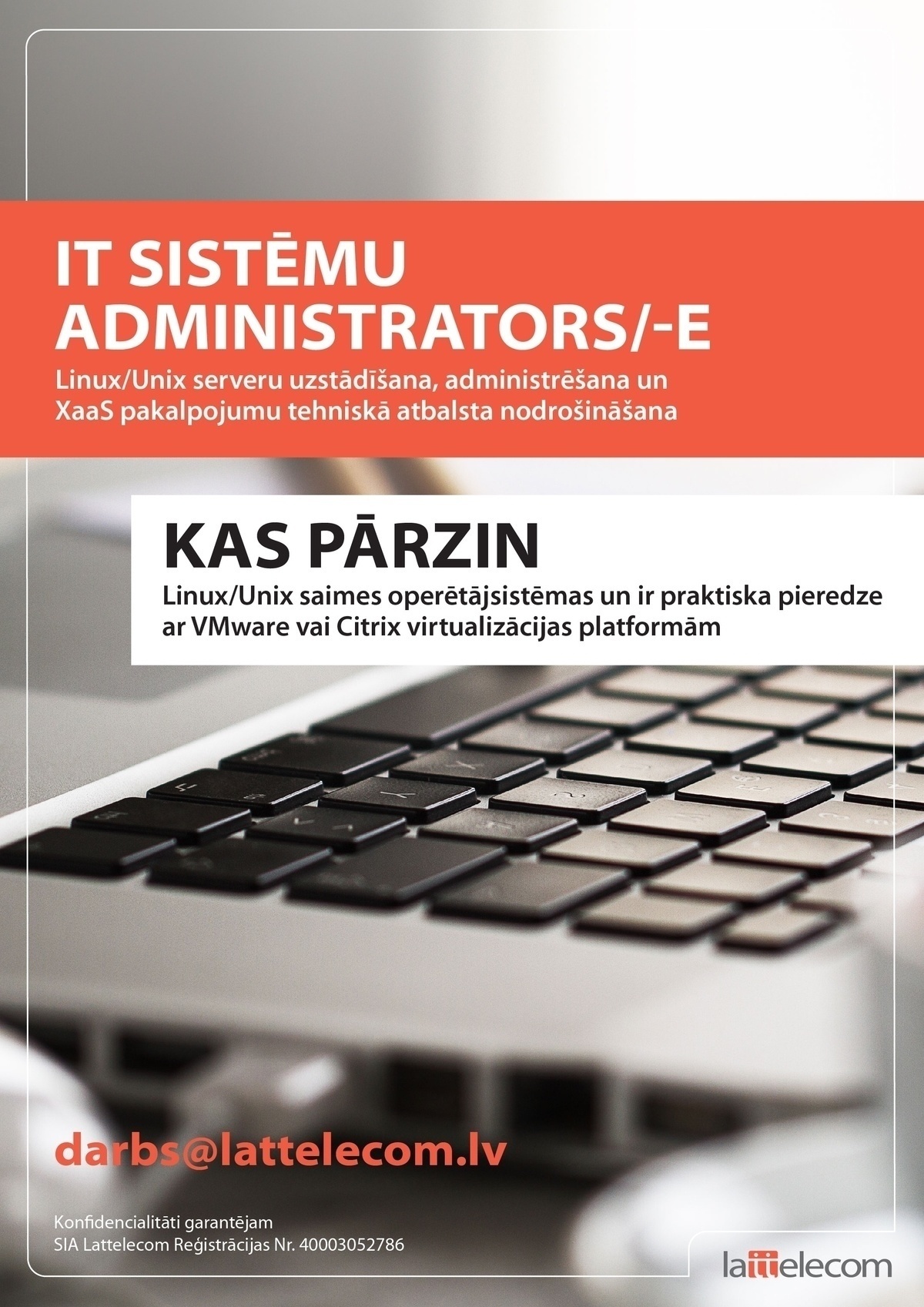 Lattelecom, SIA IT sistēmu administrators/-e