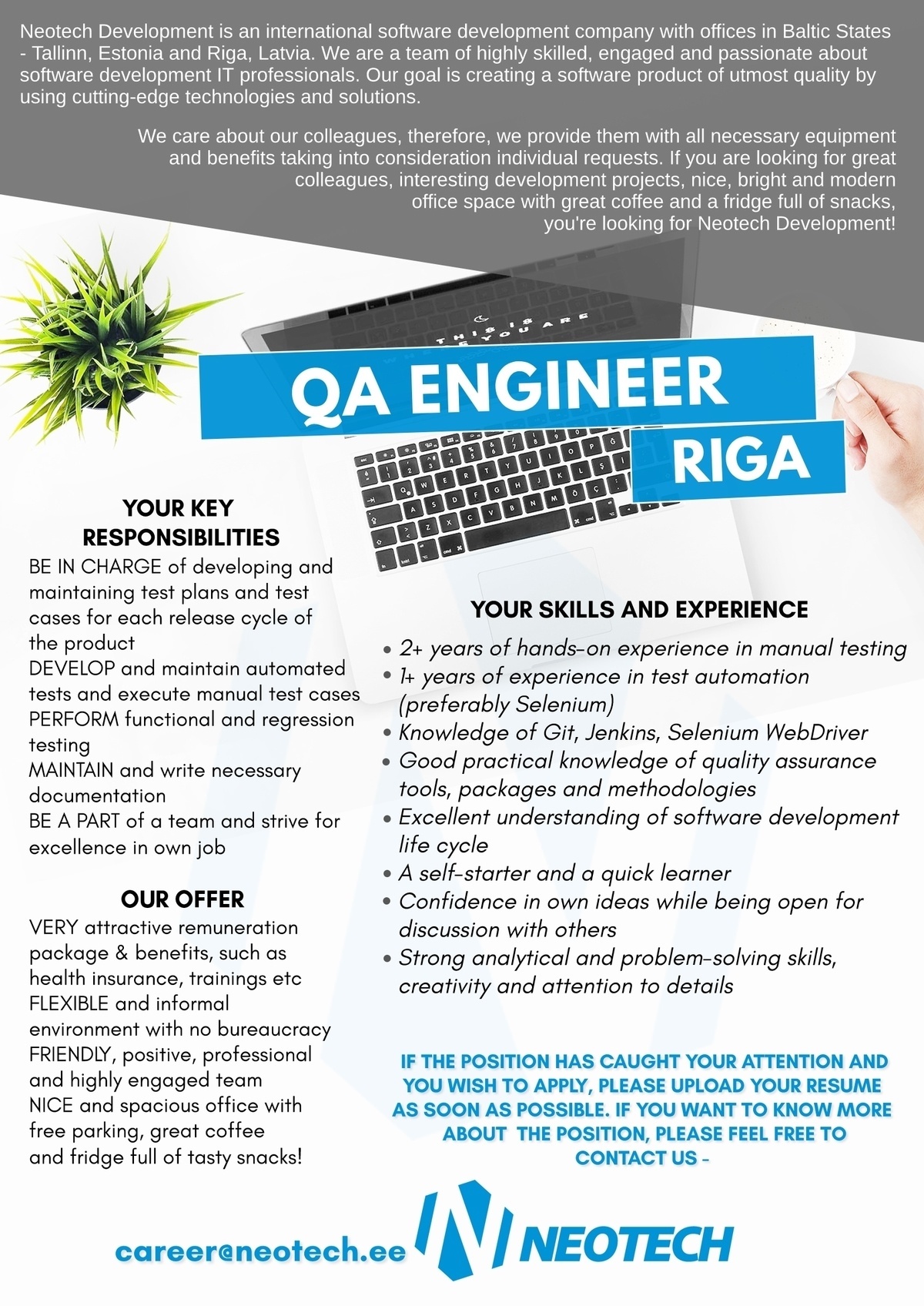 Neotech Development, SIA QA Engineer