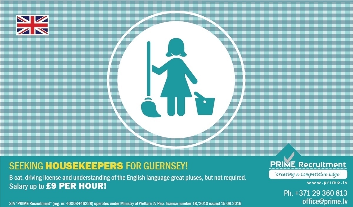 Prime Recruitment, SIA Housekeepers for Guernsey
