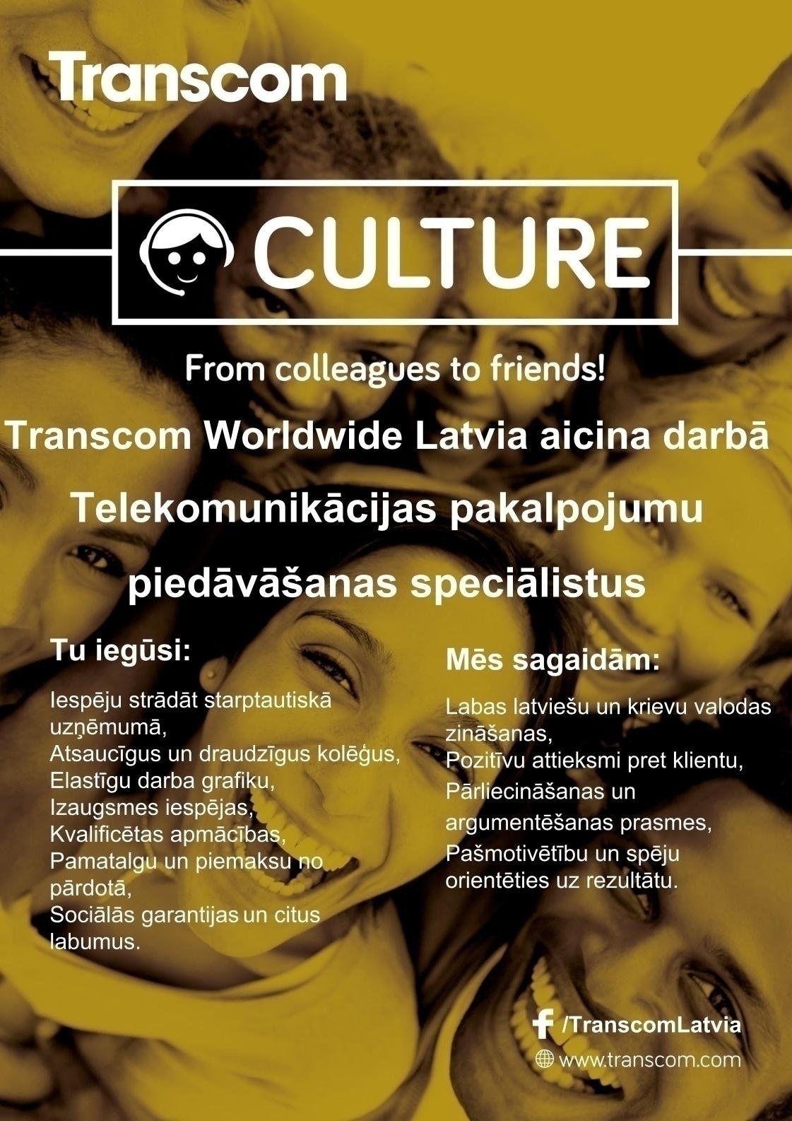 Transcom Worldwide Latvia, SIA Pārdošanas speciālists/e
