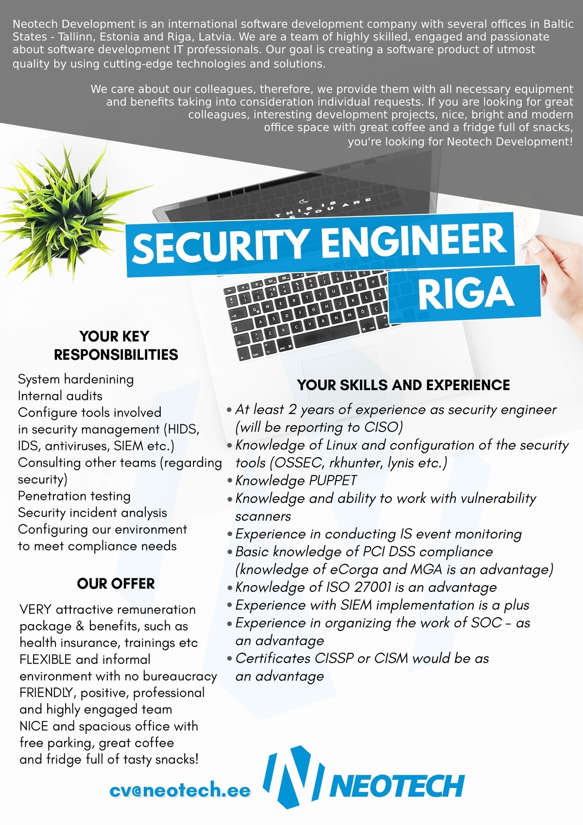 Neotech Development, SIA Information Security Officer