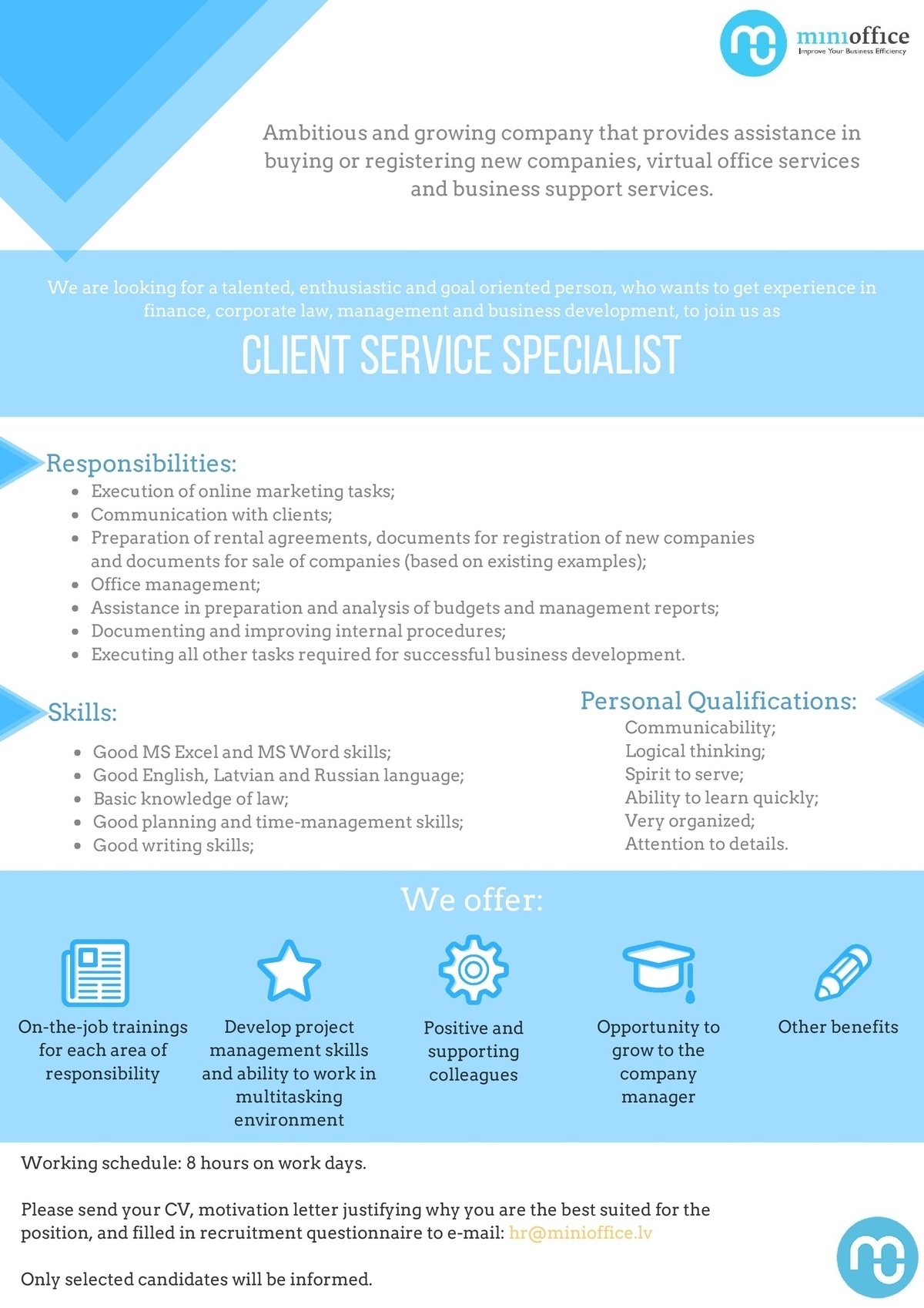 SIA "Mini Office" Client Service Specialist