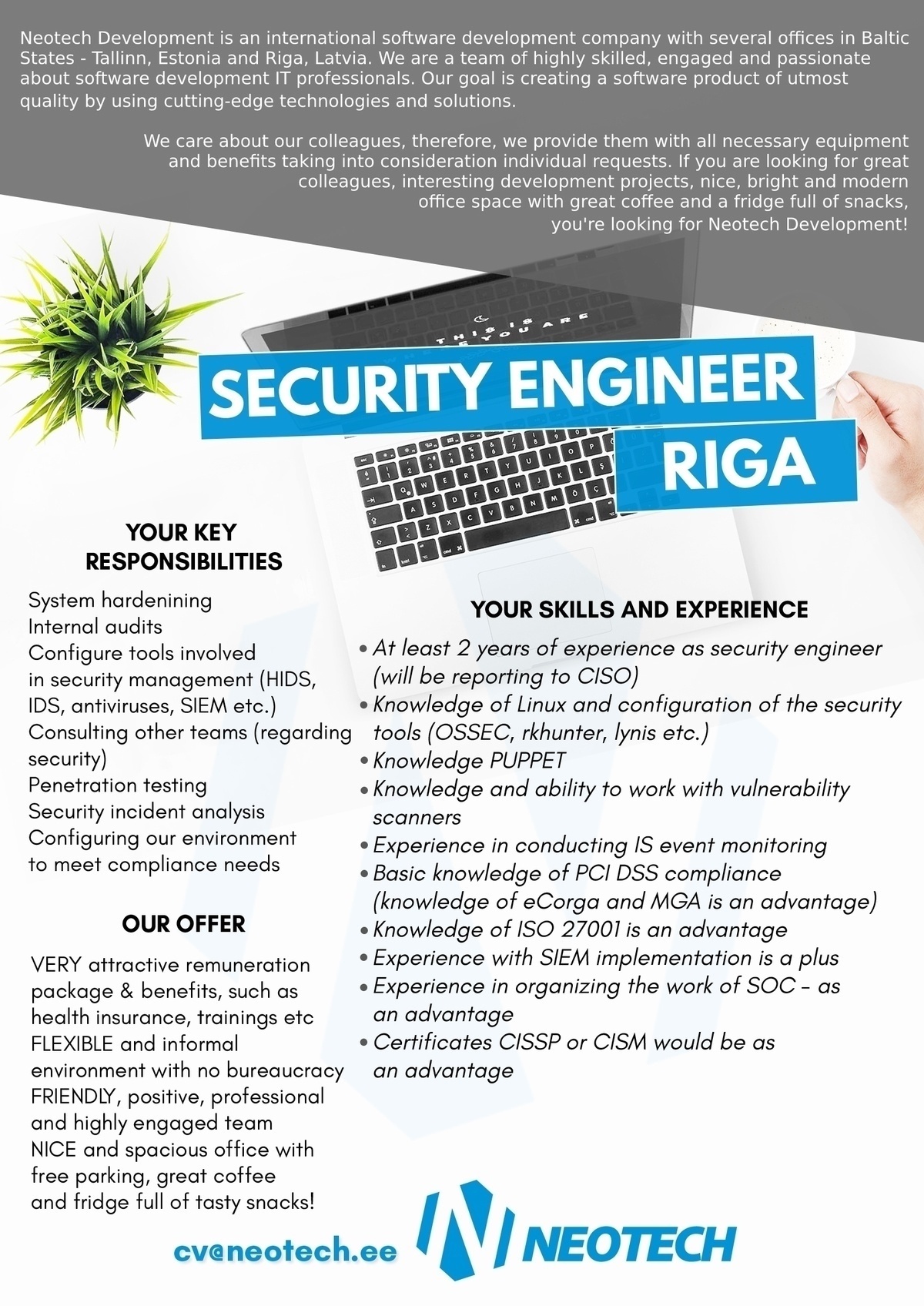 Neotech Development, SIA Security Engineer