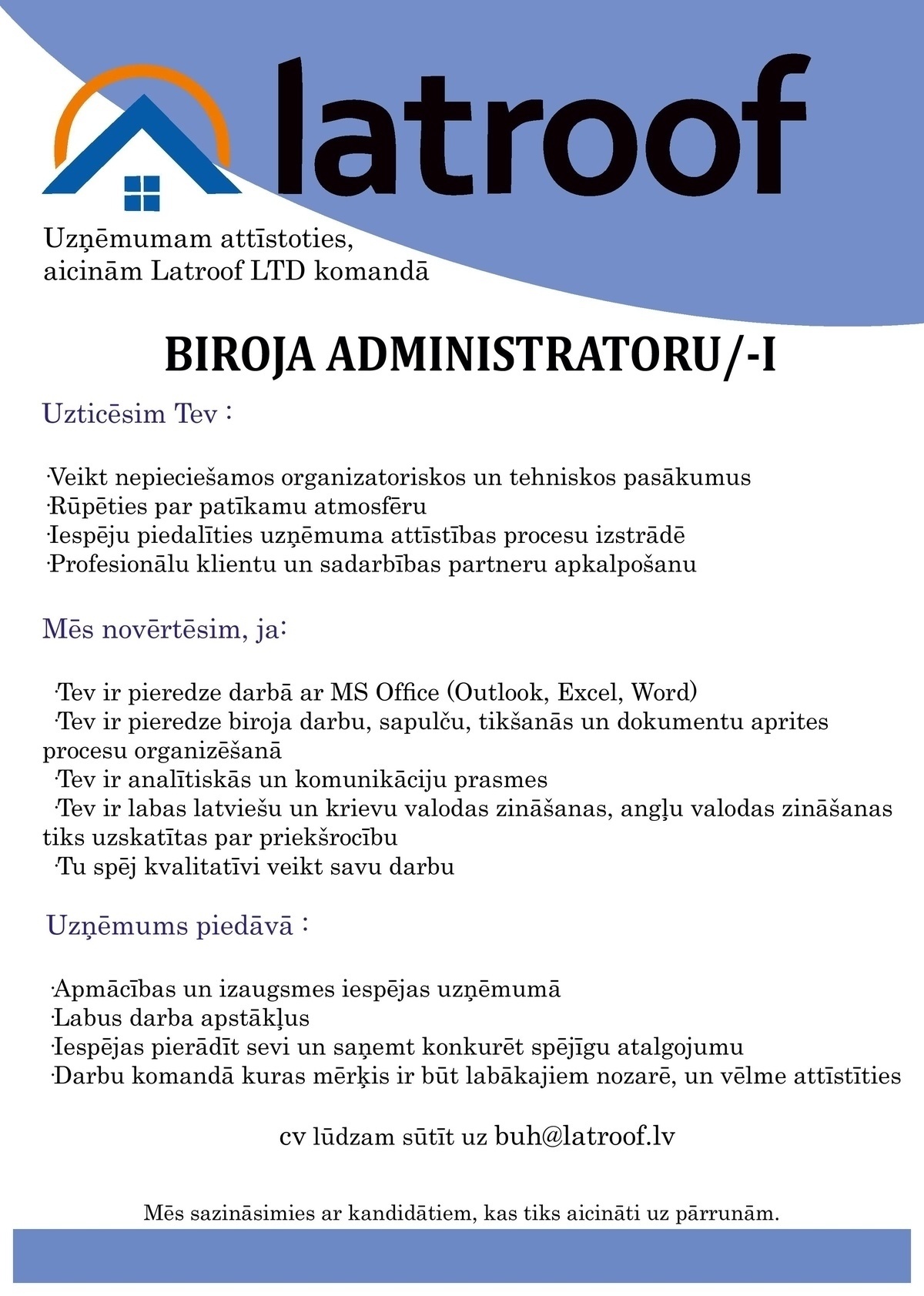 Latroof LTD, SIA Biroja administrators/-e