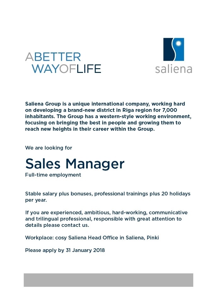 Saliena Development, SIA Sales Manager