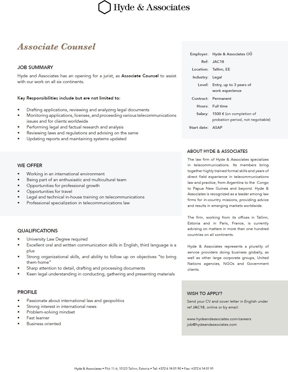 Hyde & Associates, OU Associate Counsel