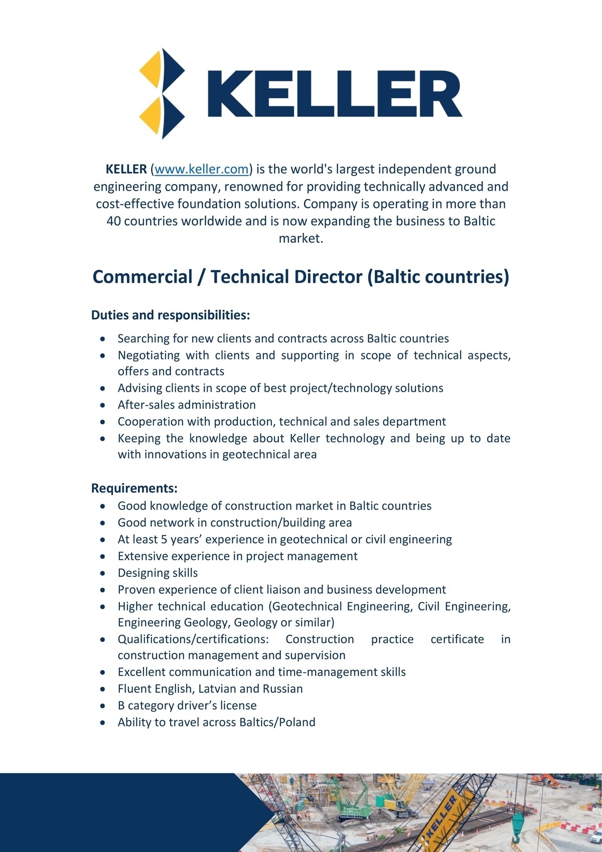 CV Market client Commercial / Technical Director (Baltic countries)