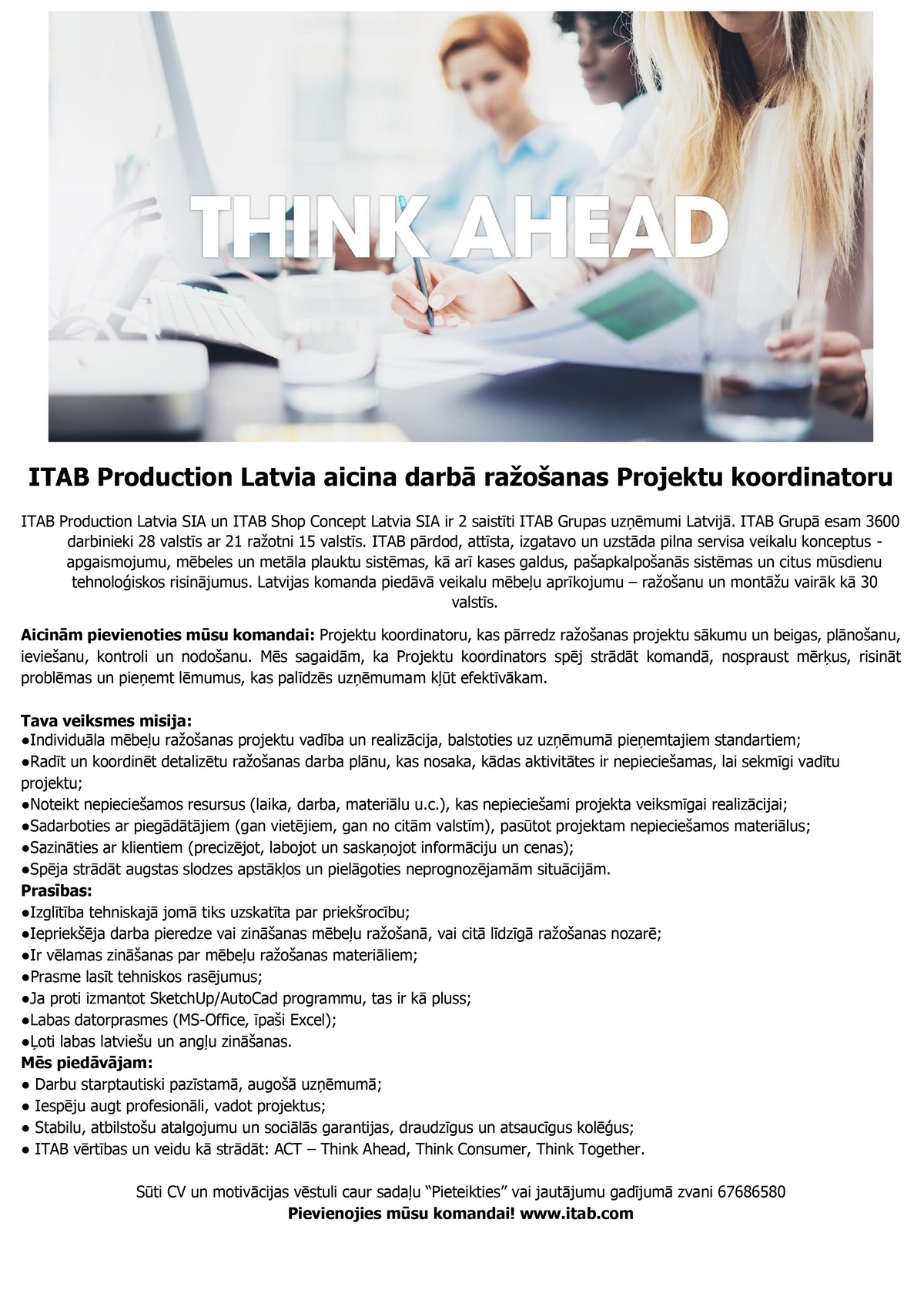 ITAB Production Latvia, SIA Projektu koordinators/-e