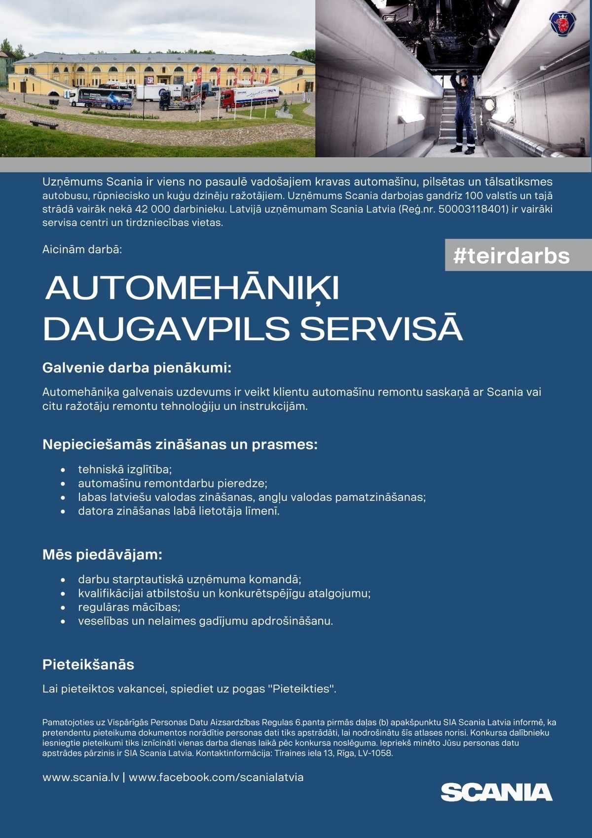 SCANIA LATVIA, SIA Automehāniķis/-e Daugavpils servisā