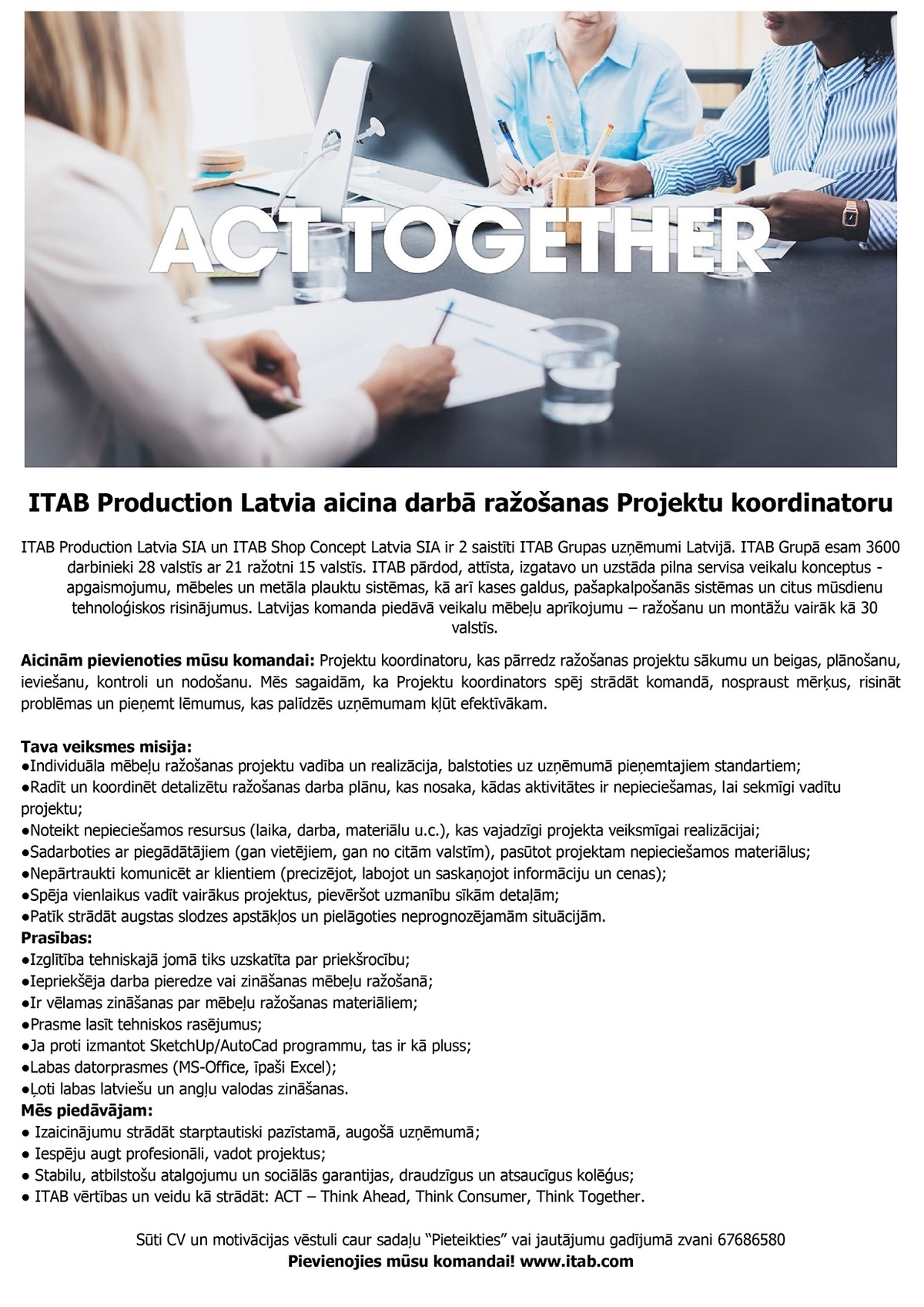 ITAB Production Latvia, SIA Mēbeļu ražošanas projektu koordinators/-e