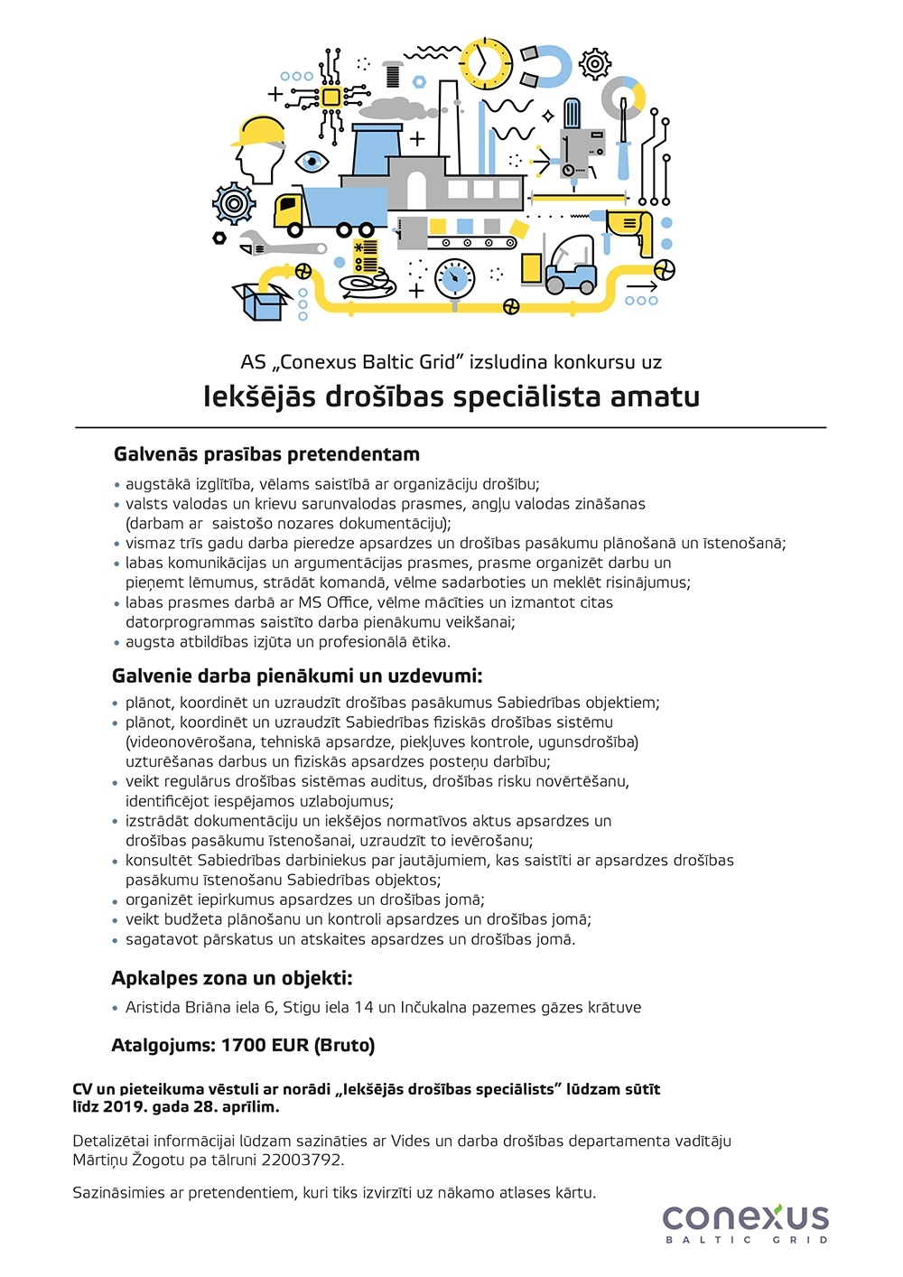 Conexus Baltic Grid, A/S Iekšējās drošības speciālists/-e