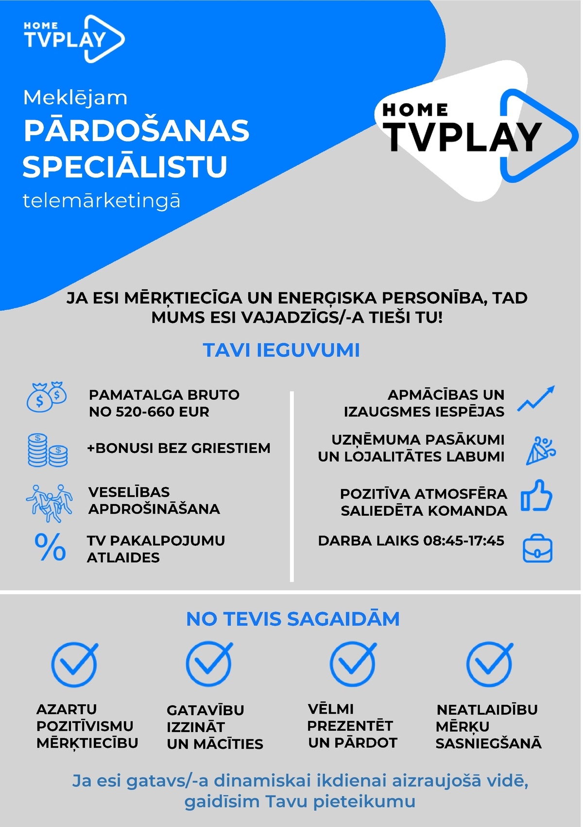 AS TV Play Baltics Latvijas filiāle Pārdošanas speciālists/e