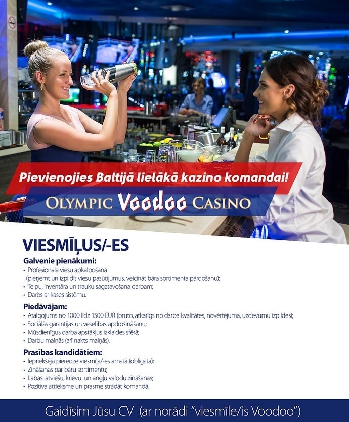 Olympic Casino Latvia, SIA Viesmīlis/-e