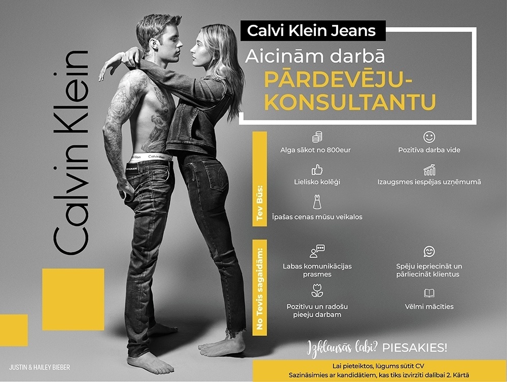 Poldma kaubanduse aktsiaselts filiāle Latvijā Pārdevējs/a - konsultants/e Calvin Klein Jeans veikalā
