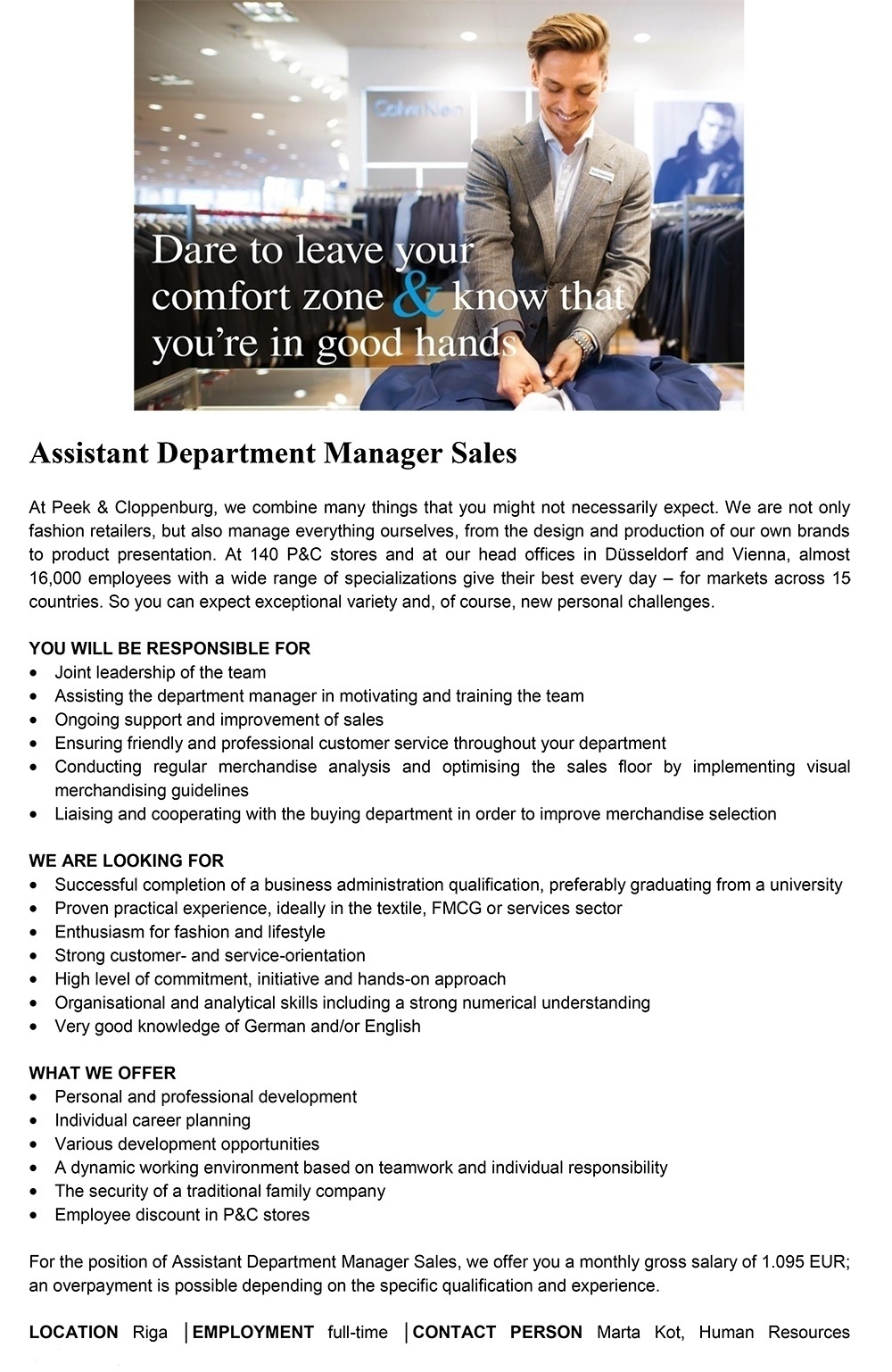 Peek & Cloppenburg Assistant Department Manager Sales