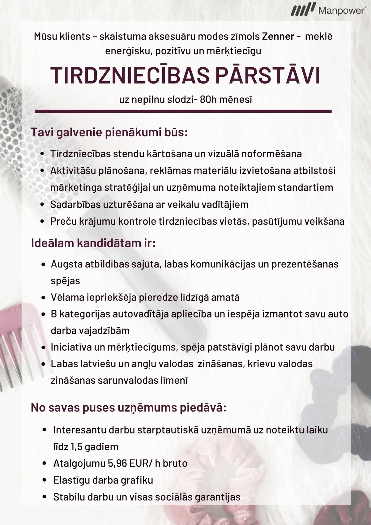 MANPOWER Tirdzniecības pārstāvis/-e