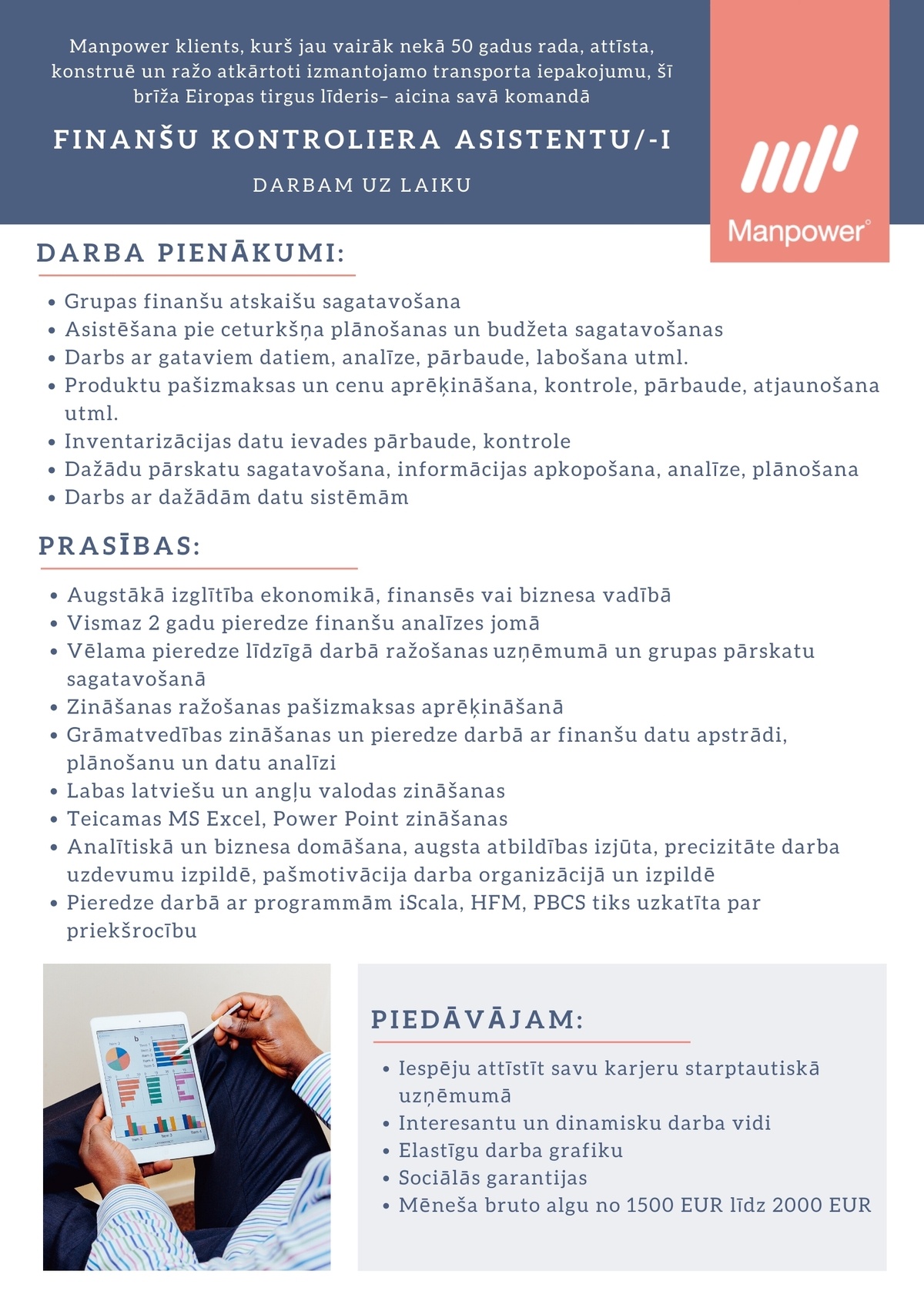 MANPOWER Finanšu kontroliera asistents/-e