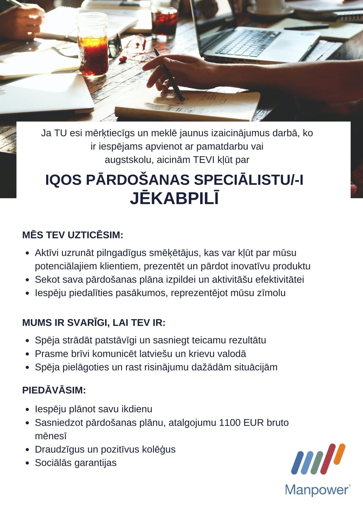 MANPOWER IQOS pārdošanas speciālists/-e Jēkabpilī