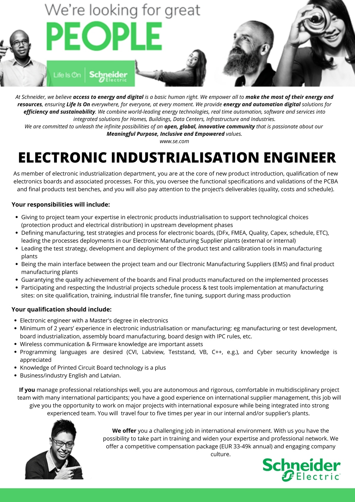 SAS "Manpower Lit" filiāle "Manpower Lit" Electronic Industrialisation Engineer