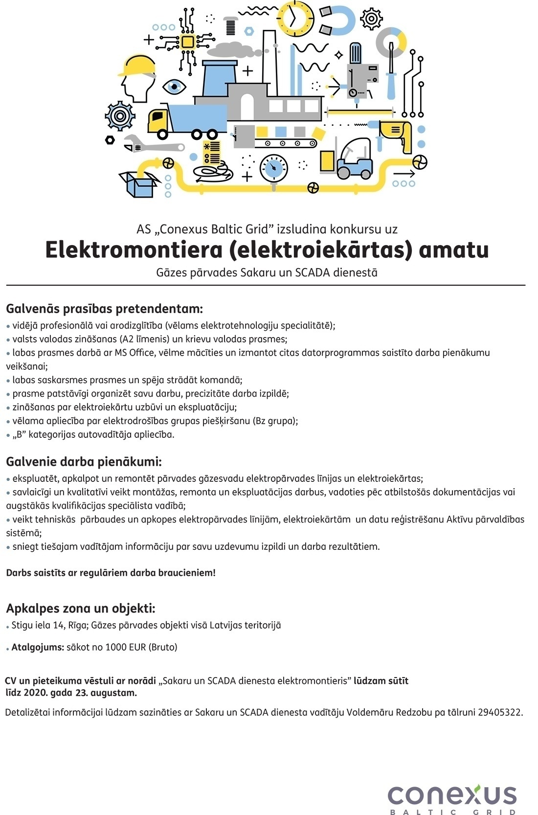 Conexus Baltic Grid, A/S Elektromontieris/-e (elektroiekārtas)
