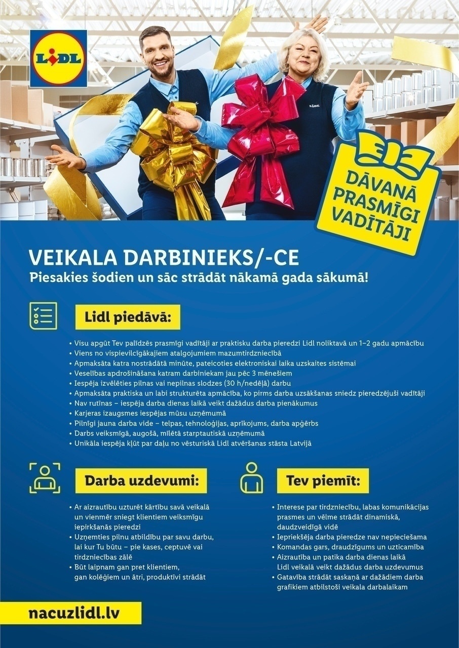 Lidl Latvija, SIA Veikala darbinieks/-ce Ogrē 