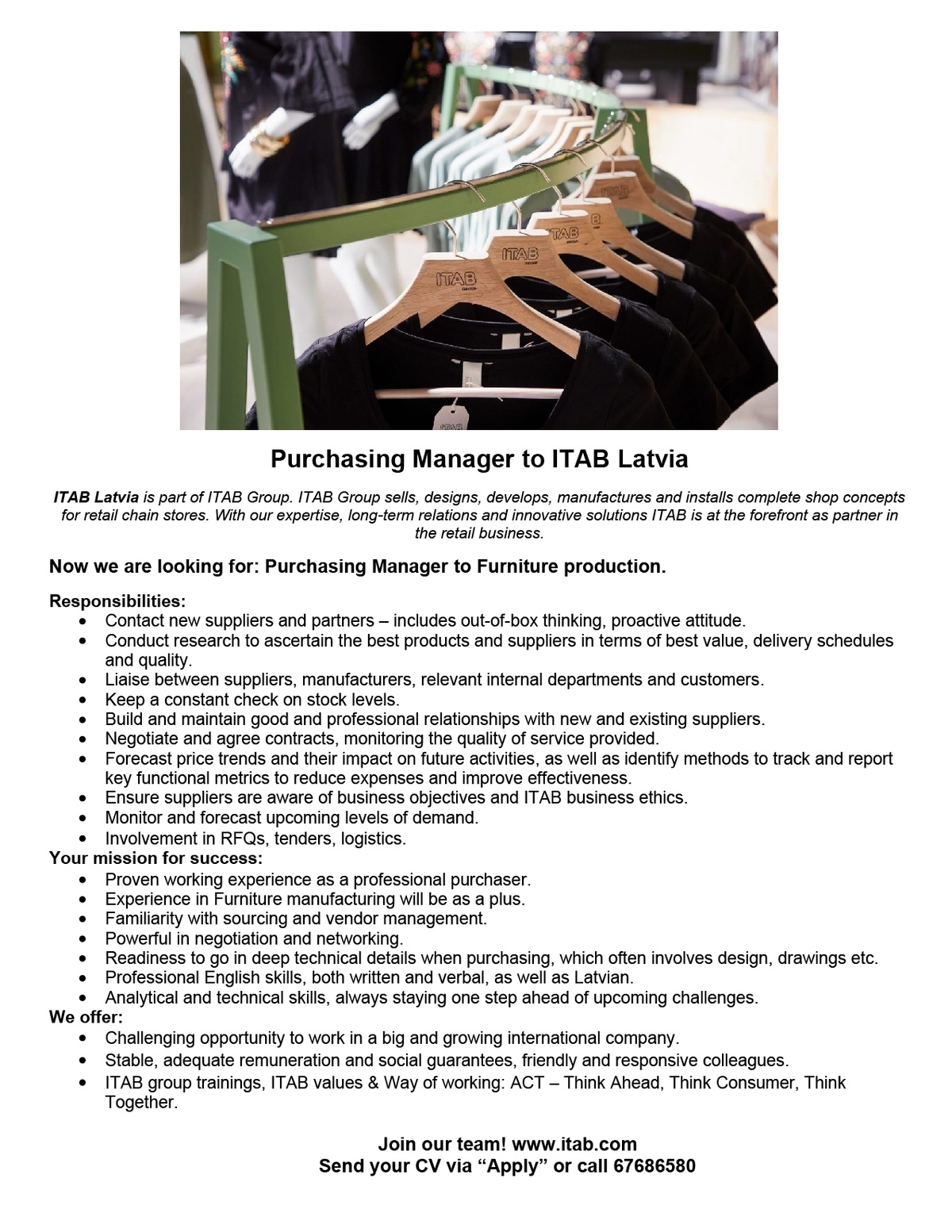 ITAB Latvia, SIA Purchasing Specialist