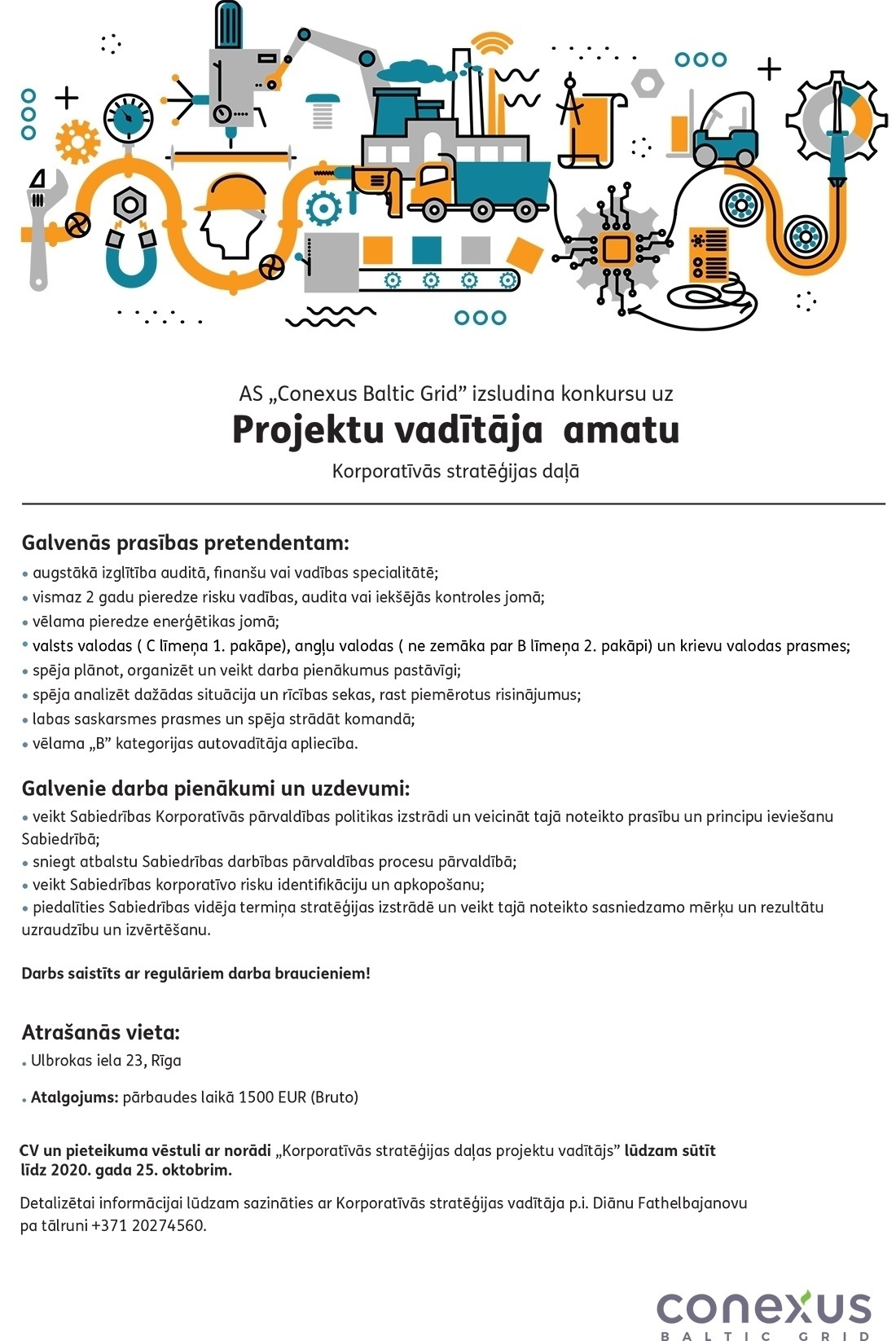 Conexus Baltic Grid, A/S Projektu vadītājs/-a
