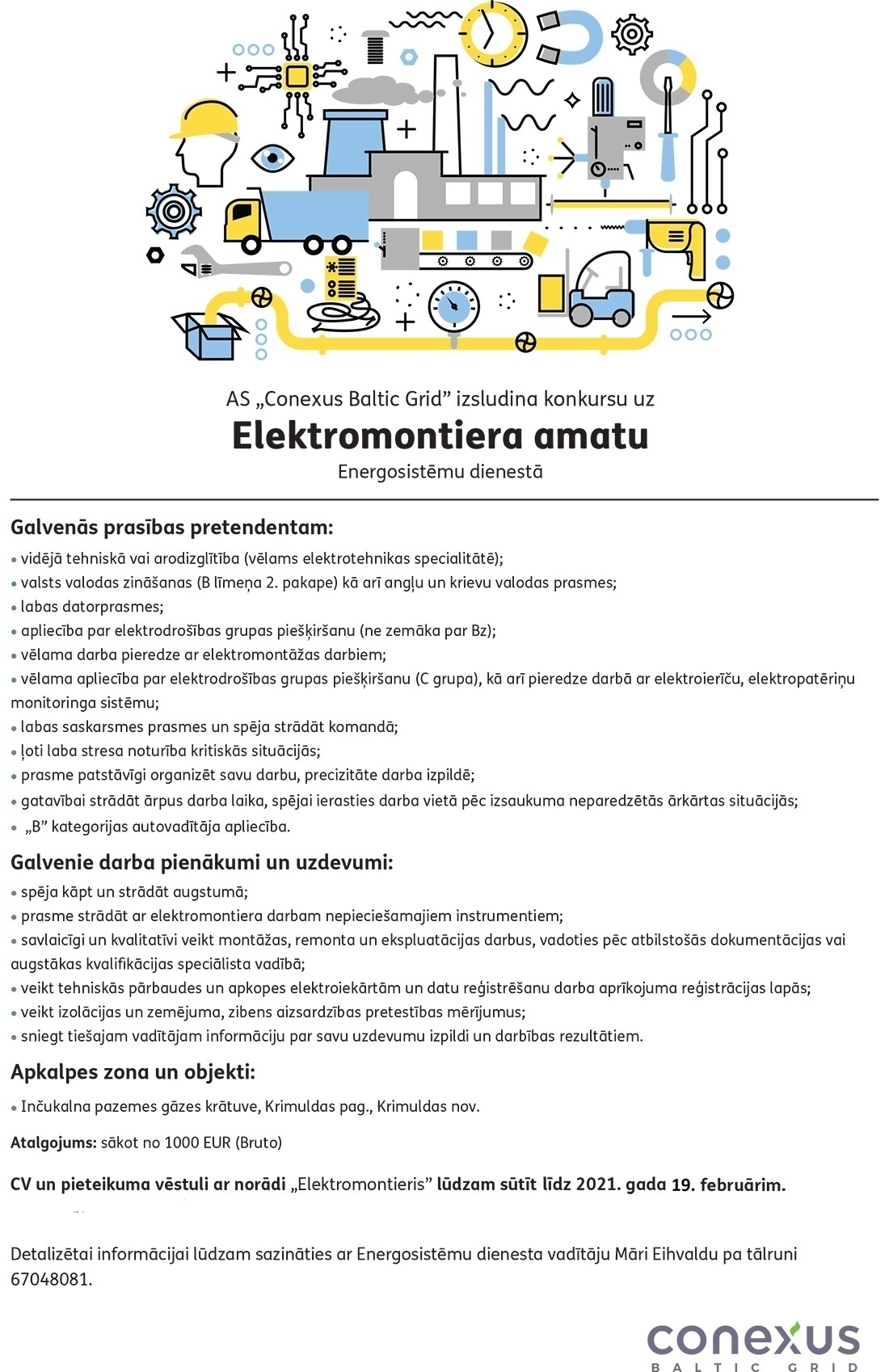 Conexus Baltic Grid, A/S Elektromontieris/-e