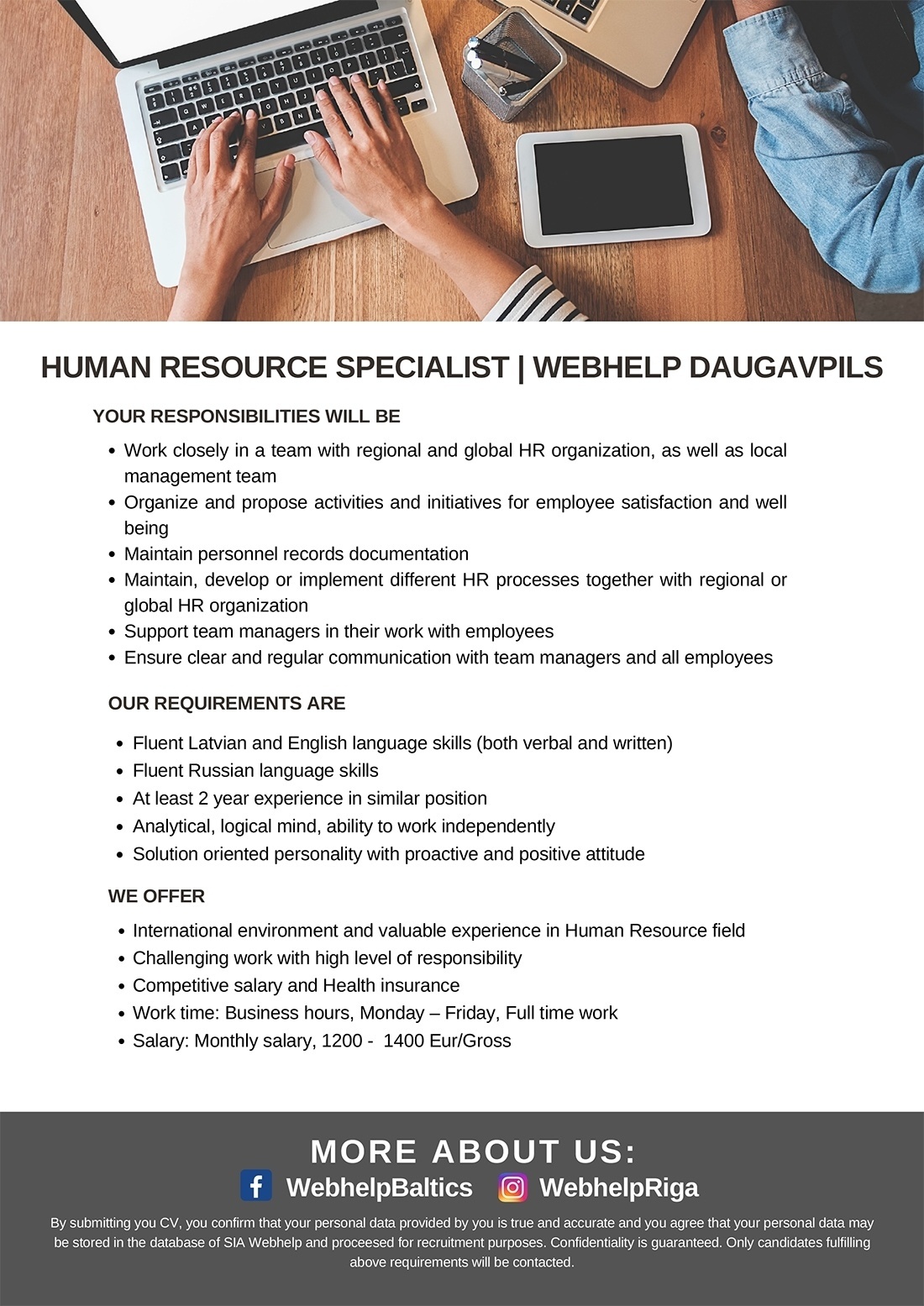Webhelp Latvia, SIA Human Resource Specialist | Webhelp Daugavpils
