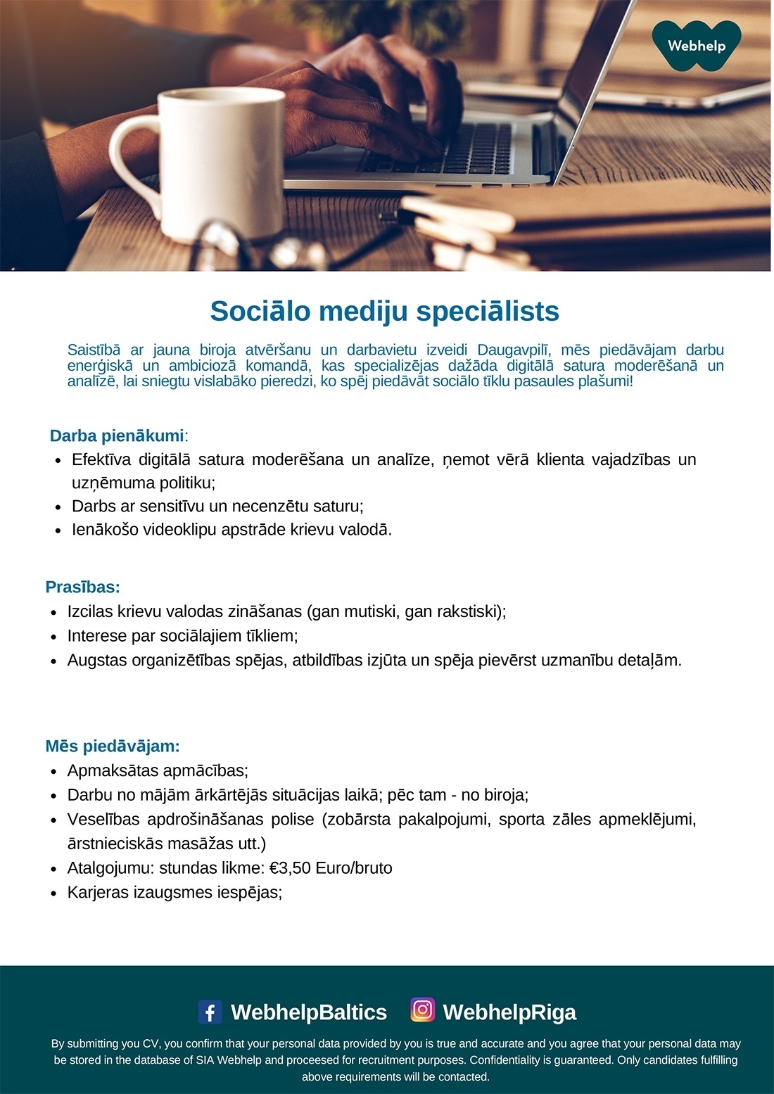 Webhelp Latvia, SIA Sociālo mediju speciālists/-e
