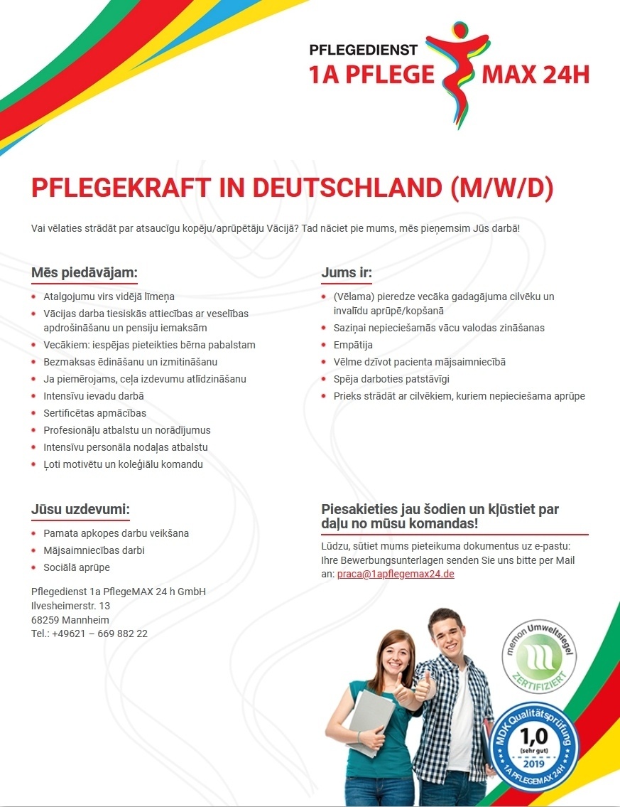 Pflegedienst 1a PflegeMAX 24h GmbH PFLEGEKRAFT IN DEUTSCHLAND (M/W/D)