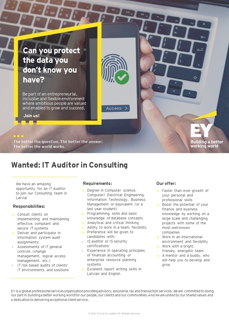 IT Auditor in Consulting, Rīga