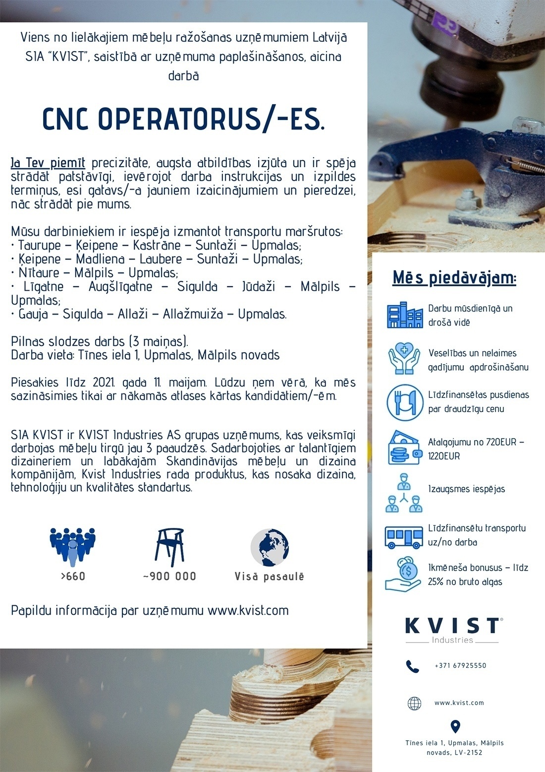 KVIST, SIA CNC operatori/-es