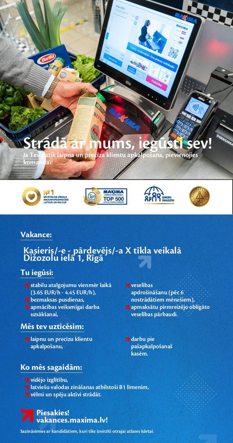 MAXIMA Latvija Kasieris/-e - pārdevējs/-a