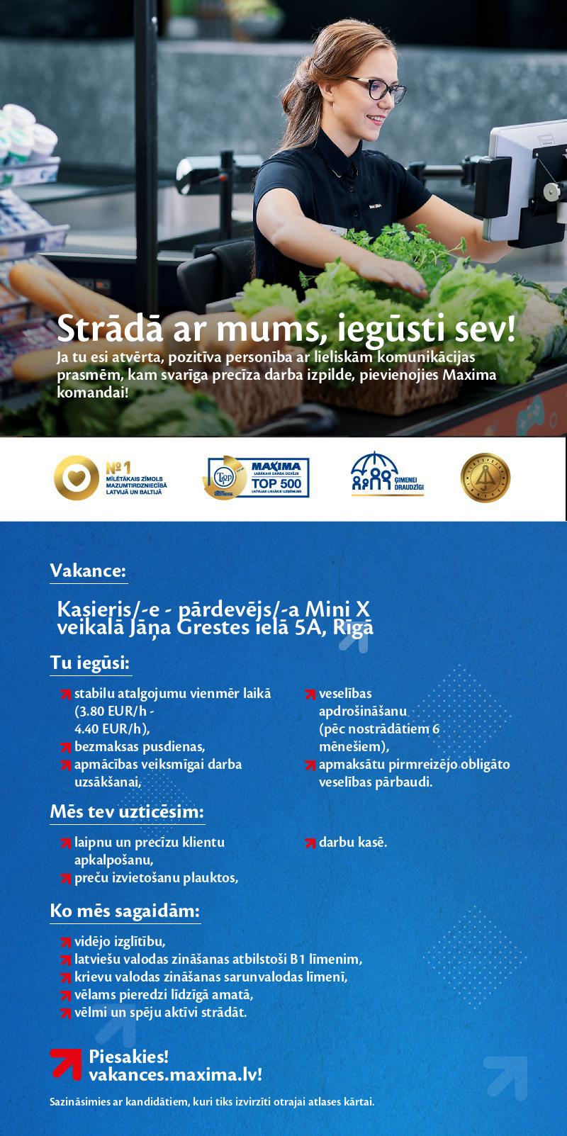 MAXIMA Latvija Kasieris/-e - pārdevējs/-a