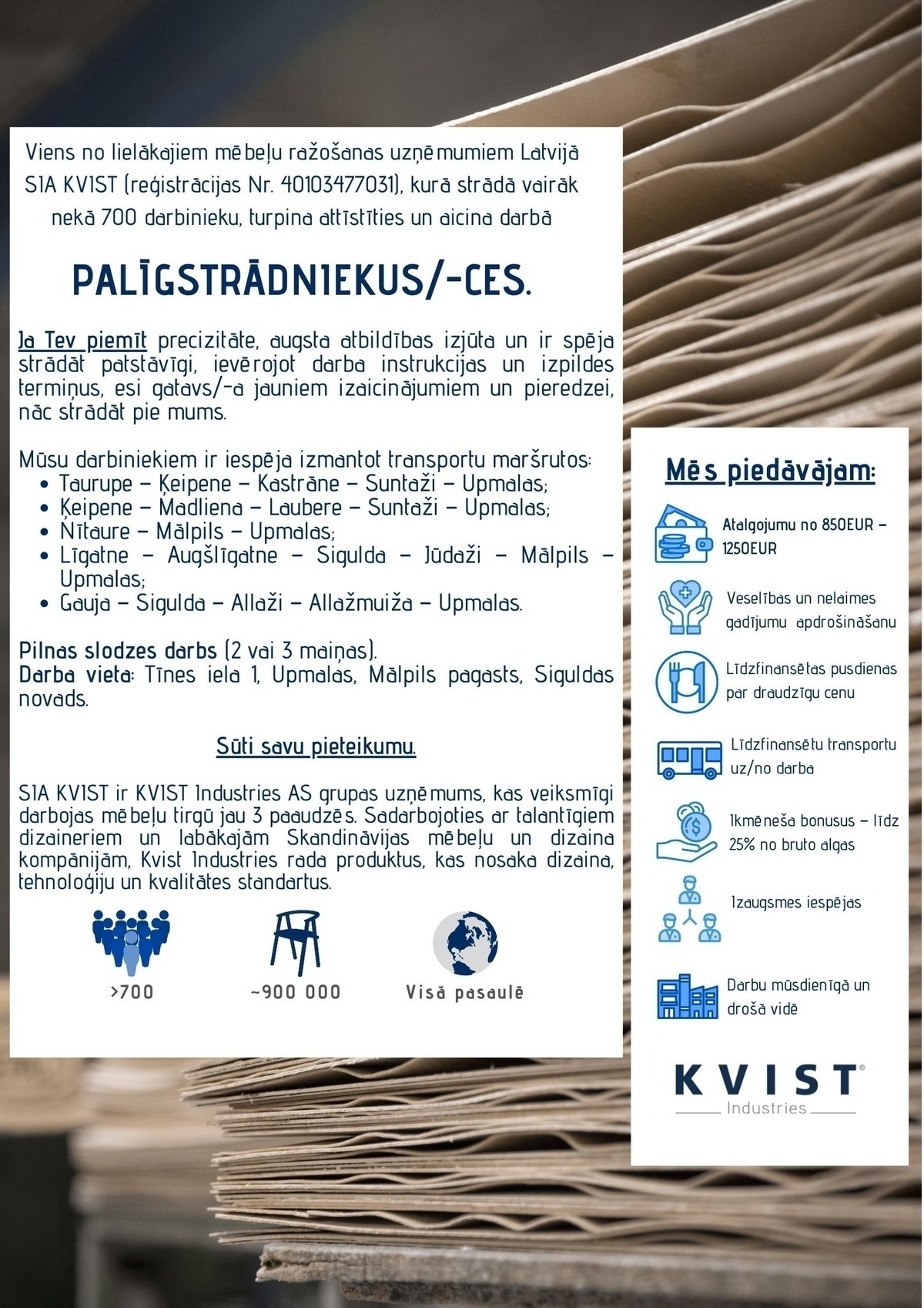 KVIST, SIA Palīgstrādnieks/-ce