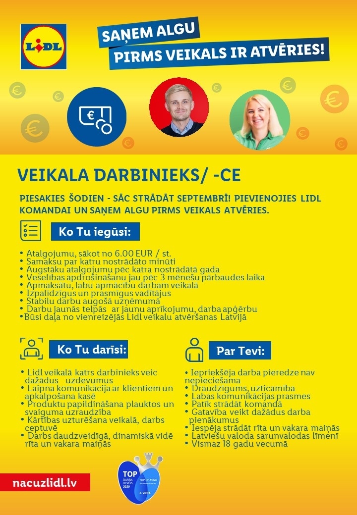 Lidl Latvija, SIA Veikala darbinieks/-ce Rīgā (Teikā)