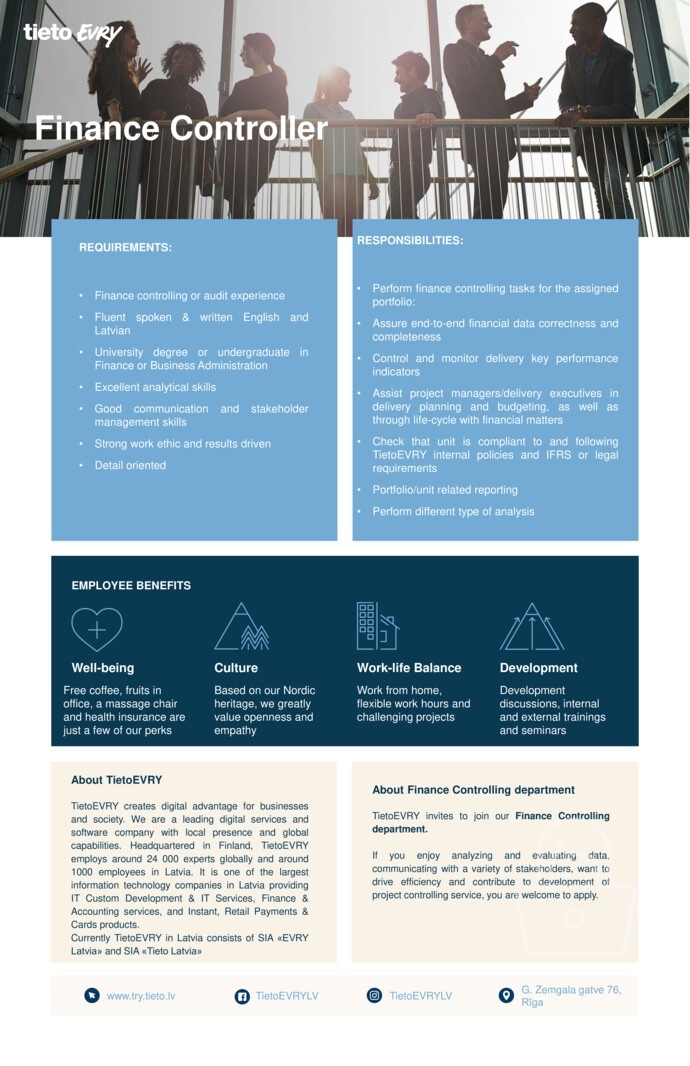 Tieto Latvia, SIA Finance Controller
